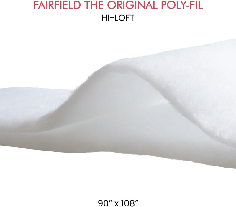 Poly-Fil Fairfield Hi-Loft Quilt Batting, Premium Polyester Batting for Quilting, Ideal for Comforter and Queen-Size Projects, Quilting Supplies, 90" X 108" - Image 1